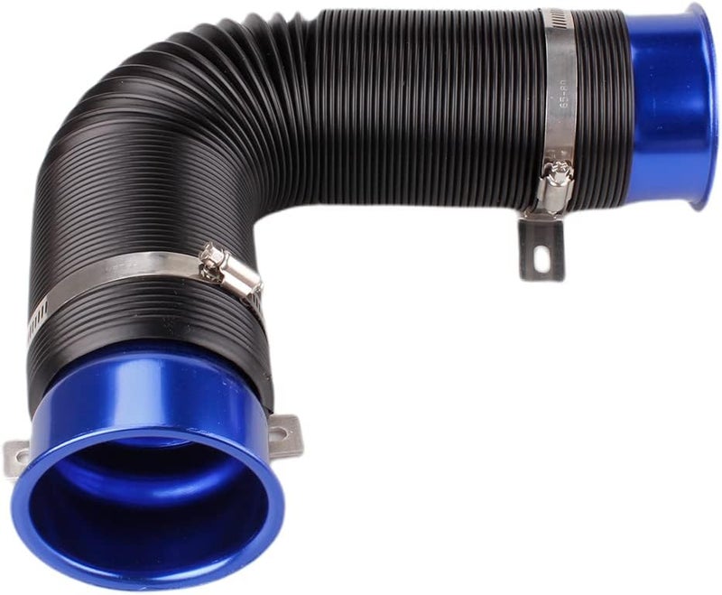 BARTOO 3" Turbine Intake Pipe, Cold Air Intake Pipe 76MM Adjustable Flexible Hose Tube Car Cold Air Turbo Intake Inlet Pipe Universal Cold Air Intake Filter, Blue - Image 1